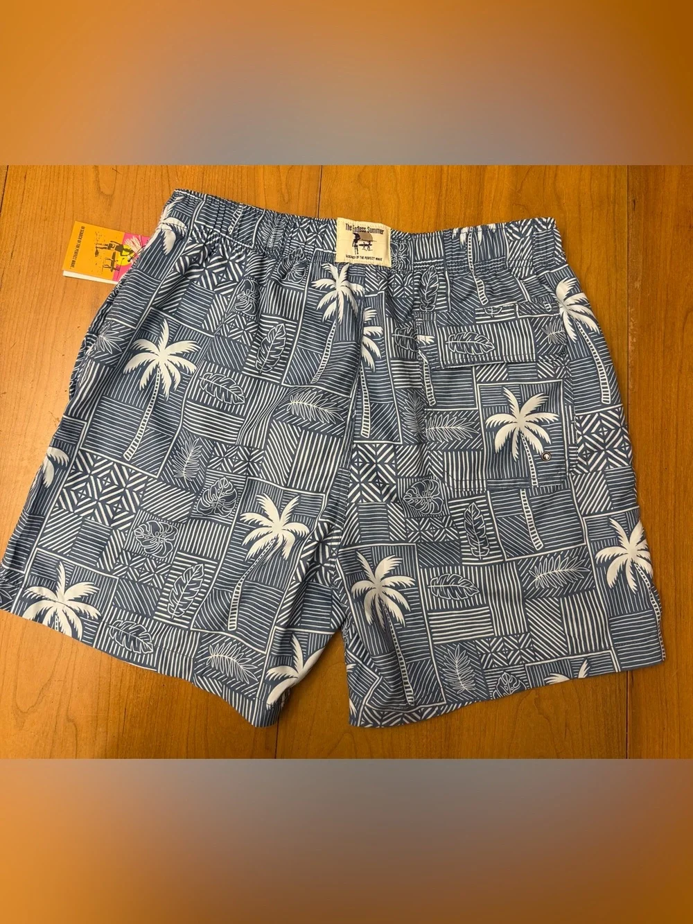 NWT The Endless Summer Palm Print Volley Swim Trunks | Coastal Surf Travel | M